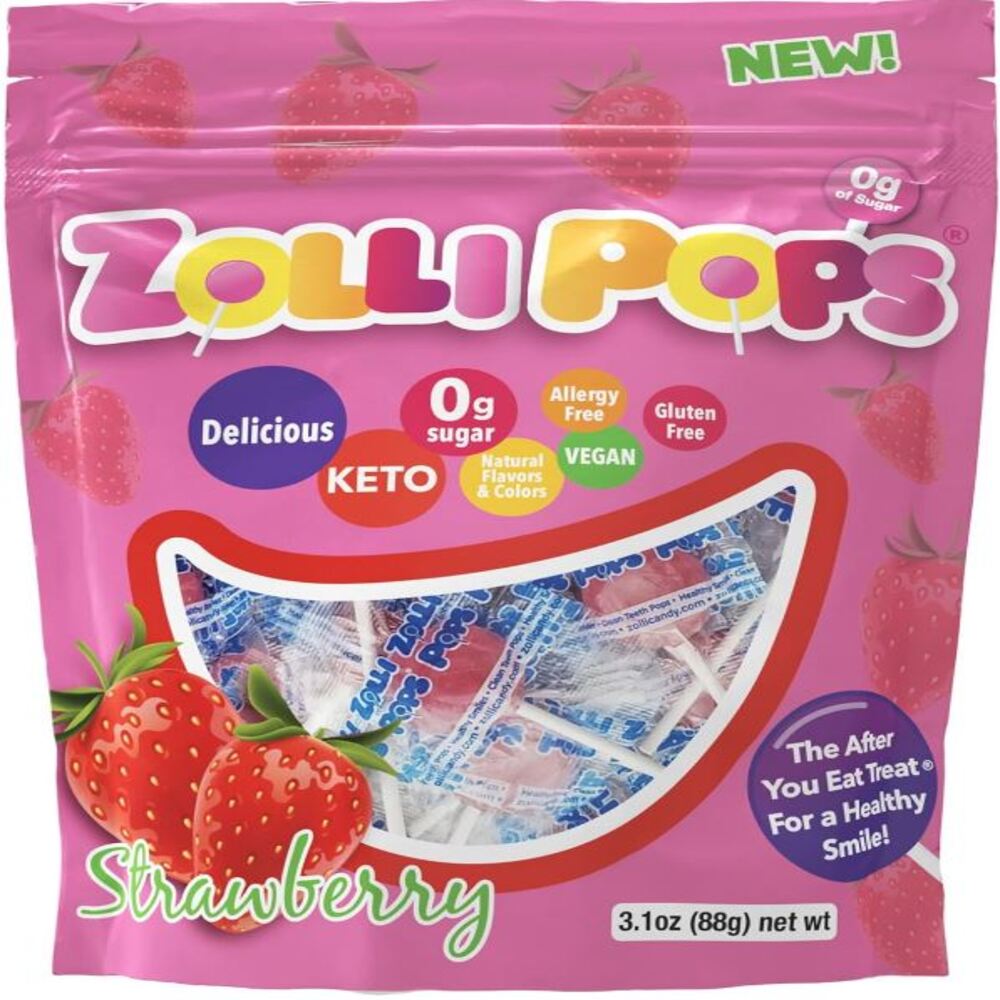 Sweet & Sugar-Free Strawberry Lollipop Pouch - 80g - Greenlands Health Store