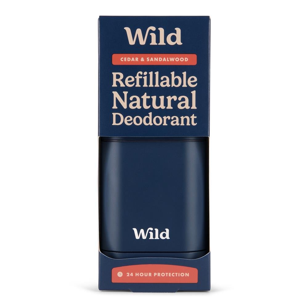 Wild Men's Navy Case and Cedar & Sandalwood Deo 40g - Greenlands Health Store