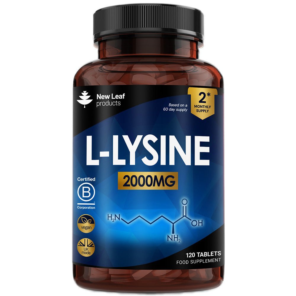 L - Lysine + Black Pepper 200mg 120 Vegan Tablets - Greenlands Health Store