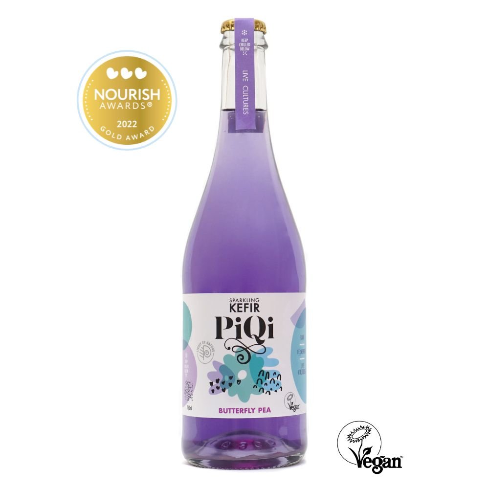 PiQi Water Kefir Butterfly Pea Flower & Lychee 750ml - Greenlands Health Store
