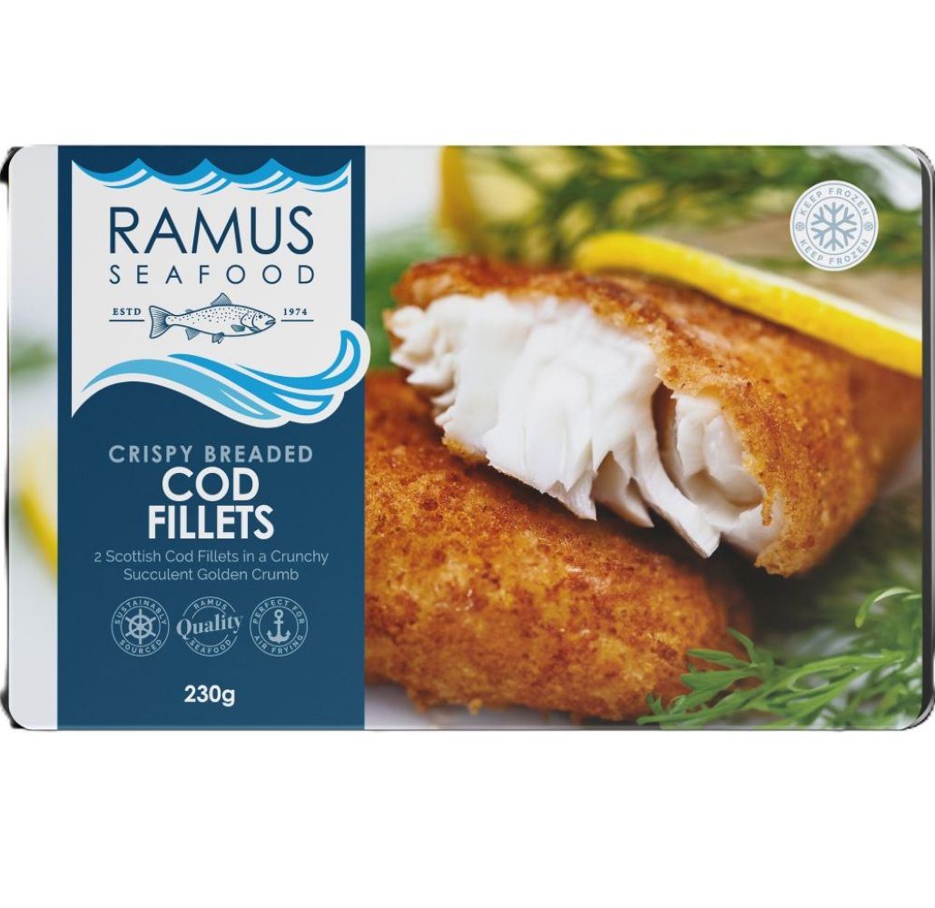 Ramus Frozen Breaded Crunchy Cod Fillets 240g - Greenlands Health Store
