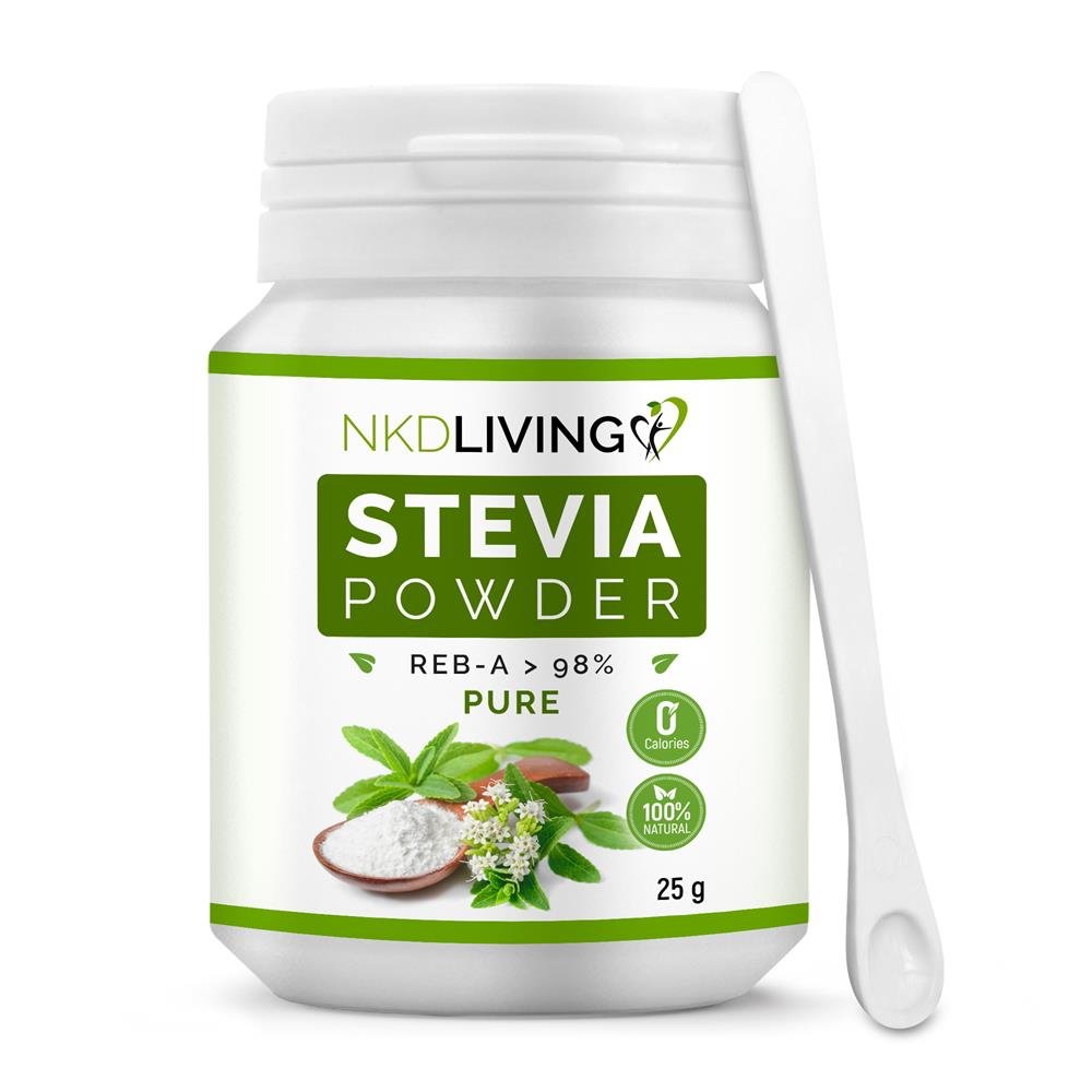 NKD Living Pure Stevia Powder Natural 0 Calorie Sweetener 25g - Greenlands Health Store