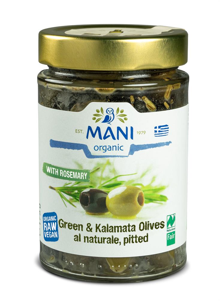 Organic Mixed Olives al Naturale Pitted with Rosemary 175g - Greenlands Health Store