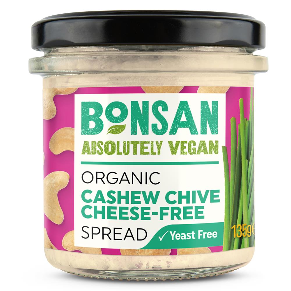 Bonsan Cashew Chive Cheese - Free Spread Organic Vegan 135g - Greenlands Health Store
