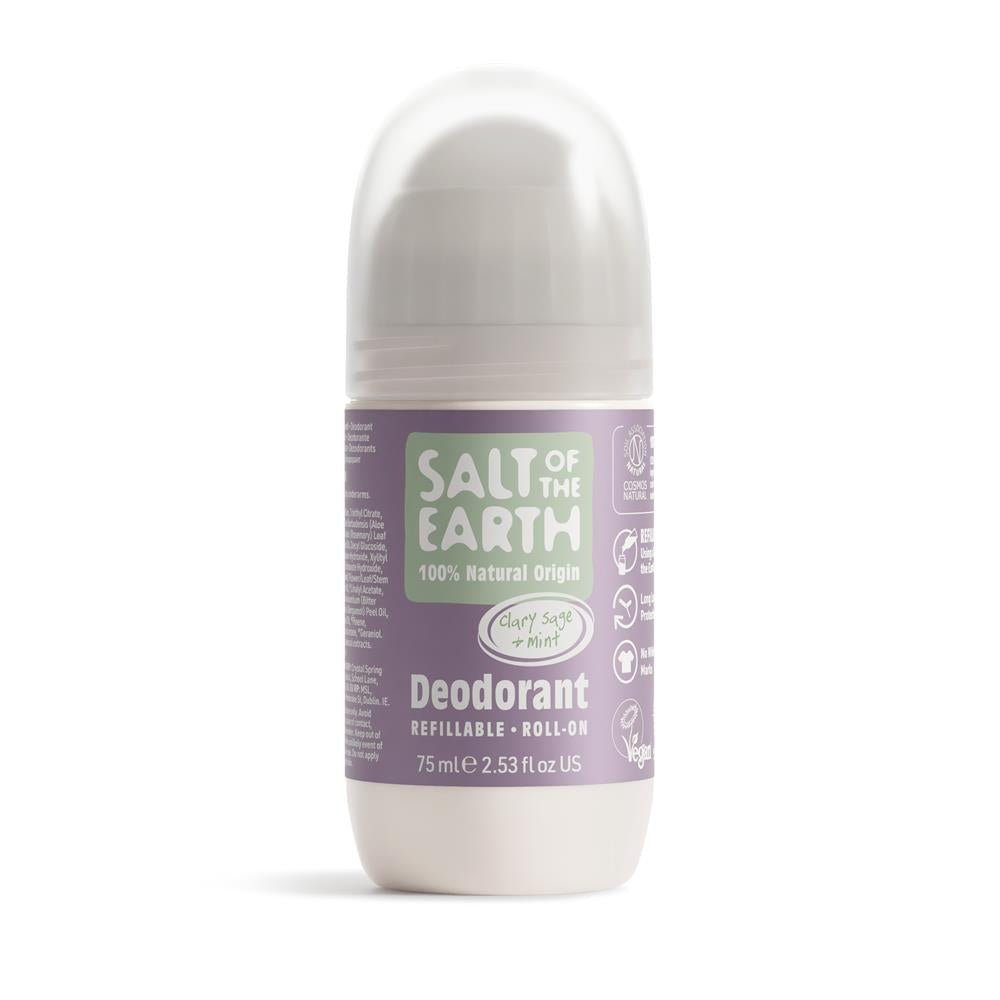 Salt of the Earth Clary Sage & Mint Refillable Roll On 75ml - Greenlands Health Store