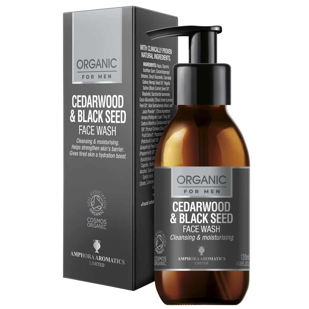 Cedarwood & Black seed Face Wash For Men COSMOS Organic 120ml - Greenlands Health Store