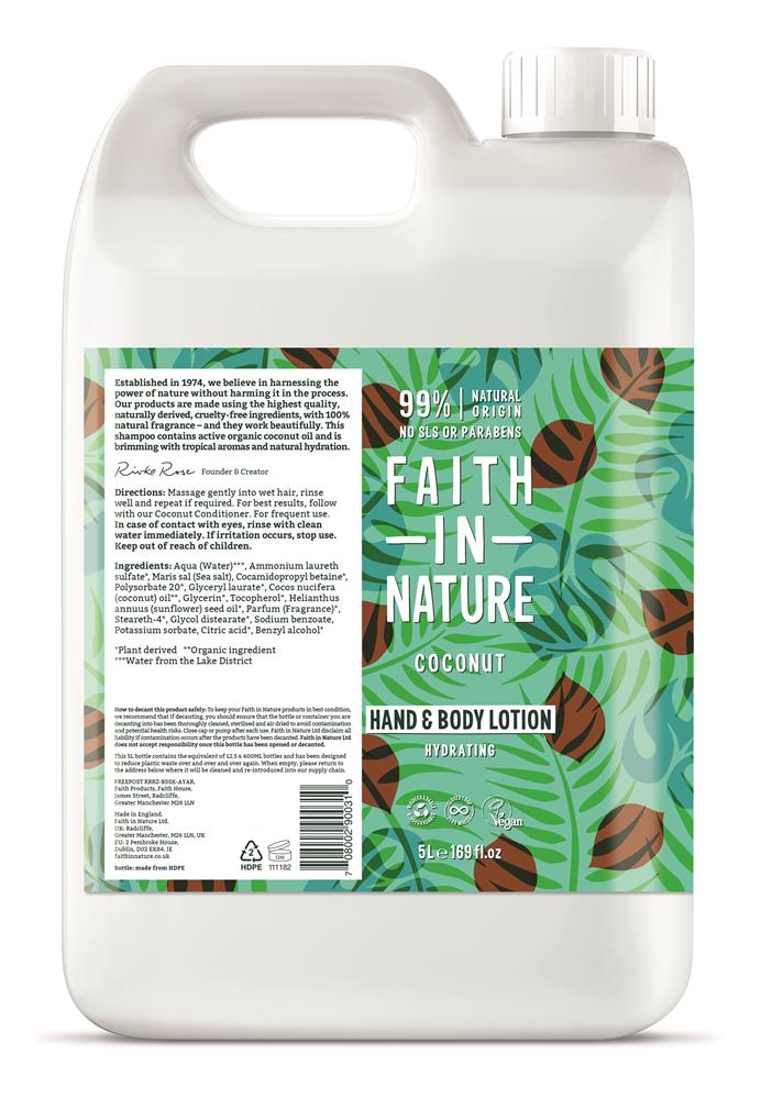 Faith in Nature Coconut Hand & Body Lotion 5L - Greenlands Health Store