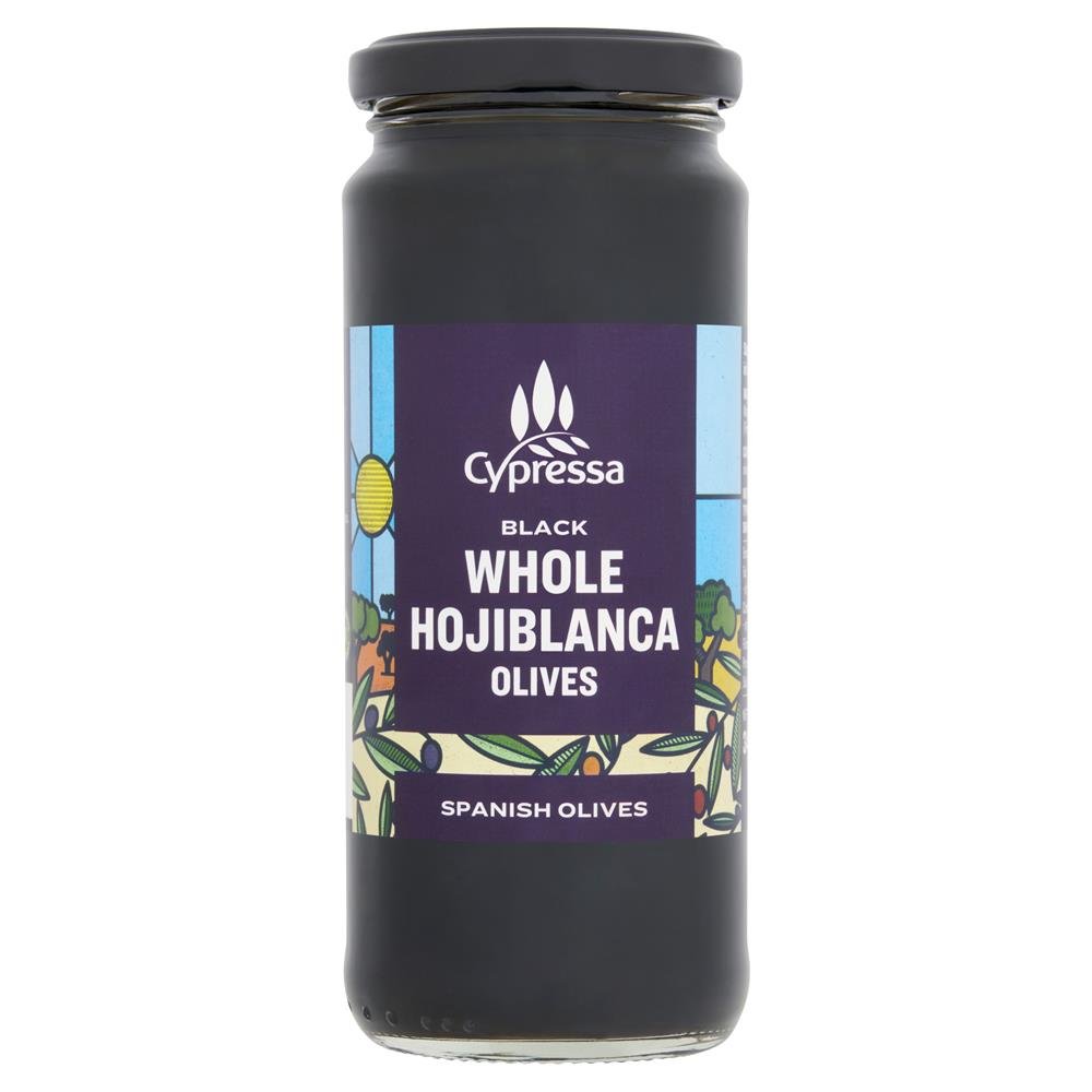 Whole Black Olives - Stone - in black olives in brine 340g - Greenlands Health Store