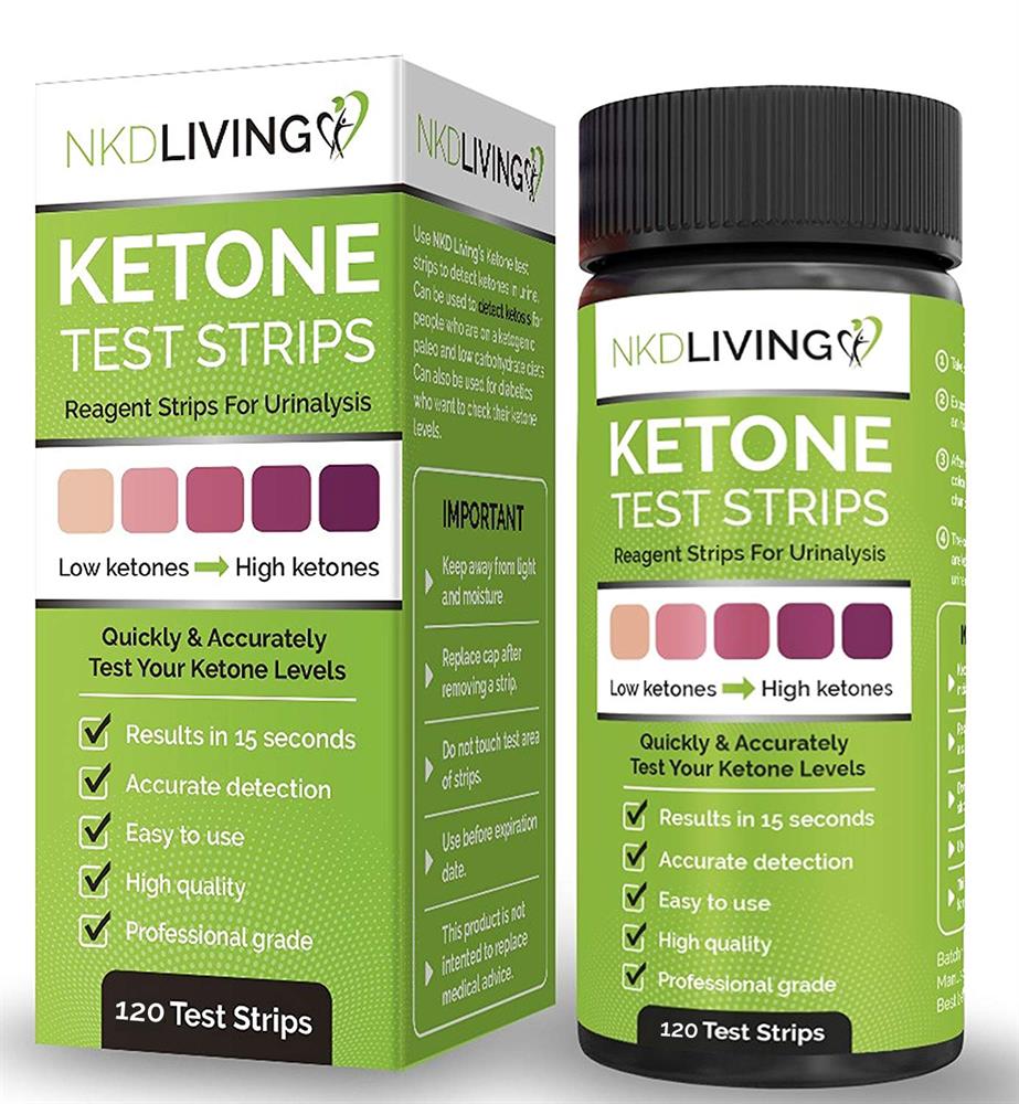 NKD Living Ketone Test Strips 120 Strips - Greenlands Health Store
