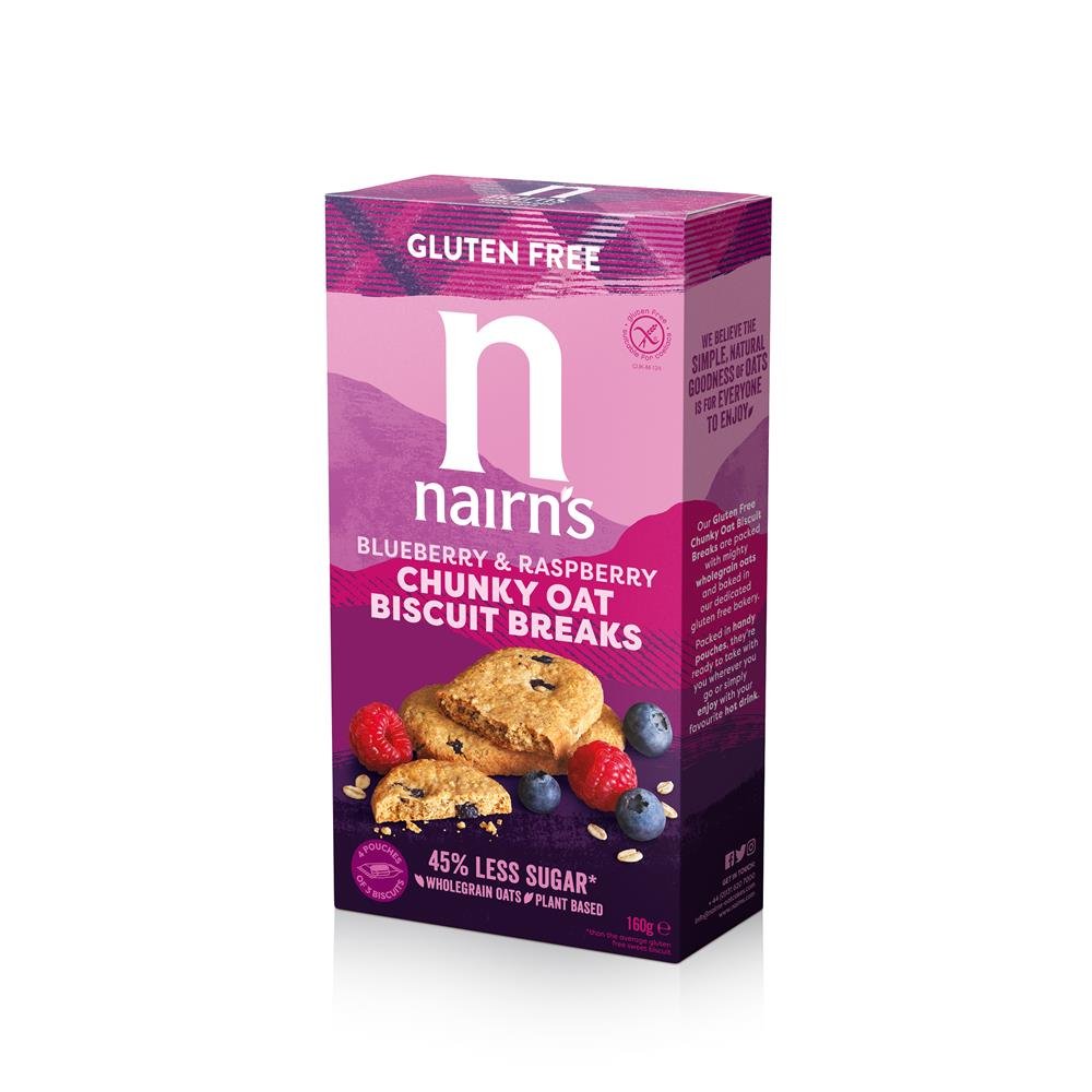 Gluten Free Blueberry & Raspberry Chunky Oat Biscuit Breaks 160g - Greenlands Health Store
