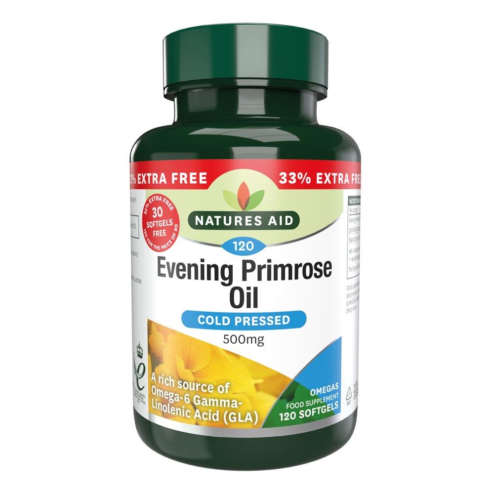 Evening Primrose Oil - 500mg - 33% EXTRA FILL 120 - Greenlands Health Store