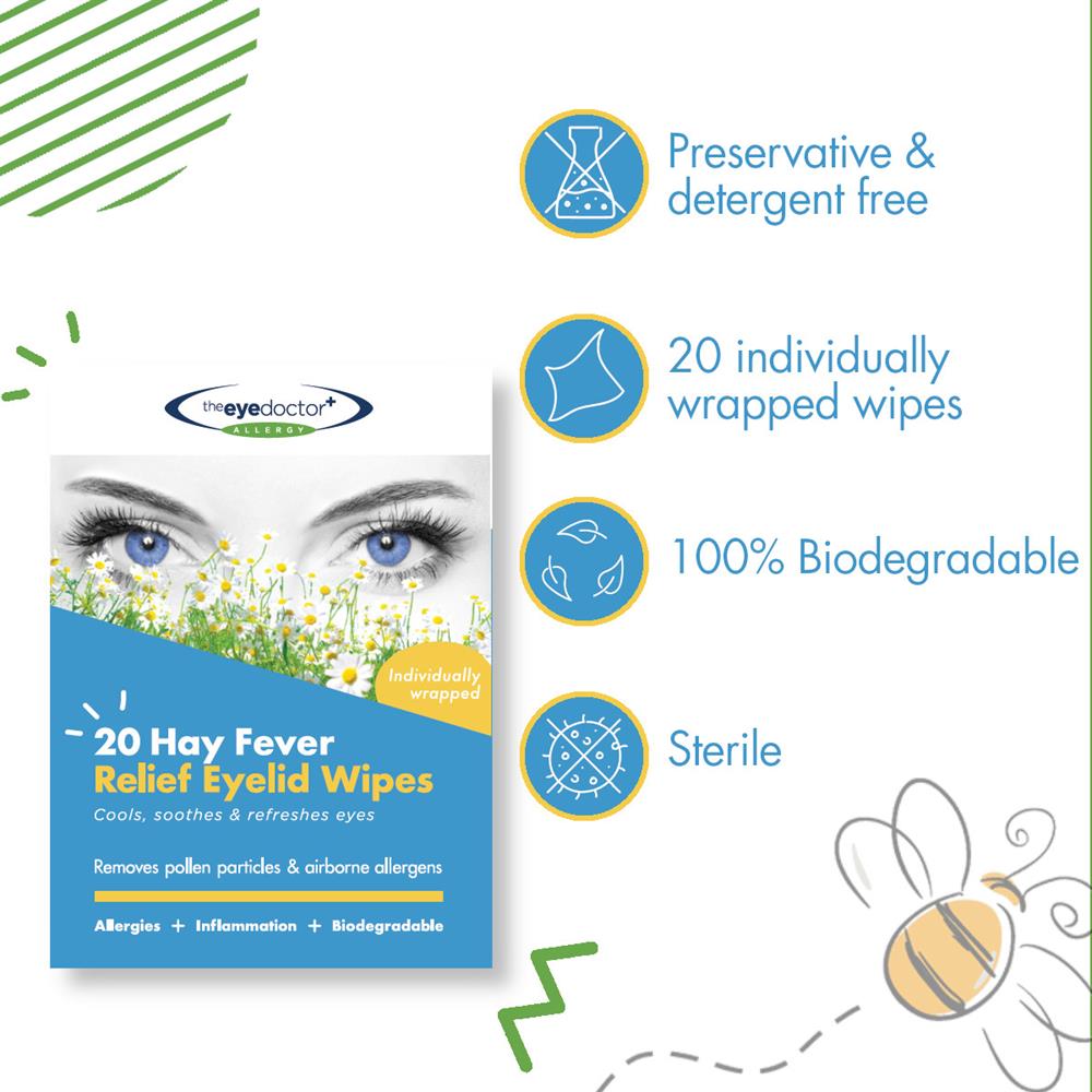 The Eye Doctor Hay Fever Relief Eyelid Wipes x 20 - Greenlands Health Store