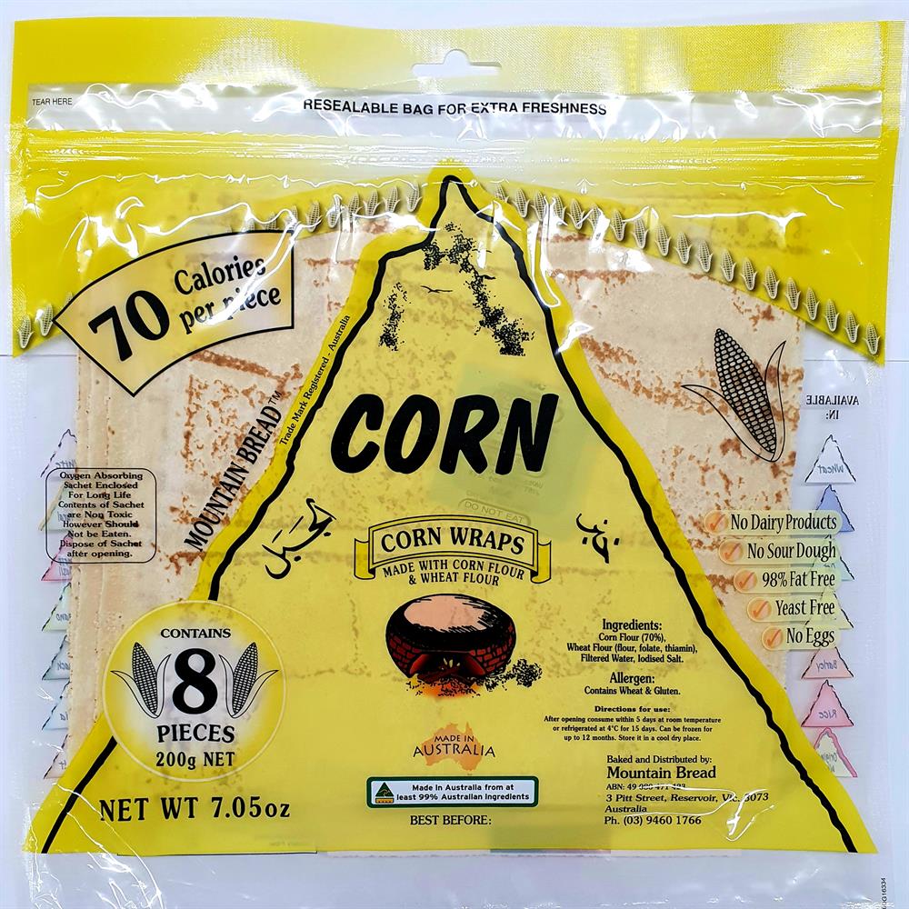 Mountain Bread Corn Wraps (70% Corn) 200g - Greenlands Health Store