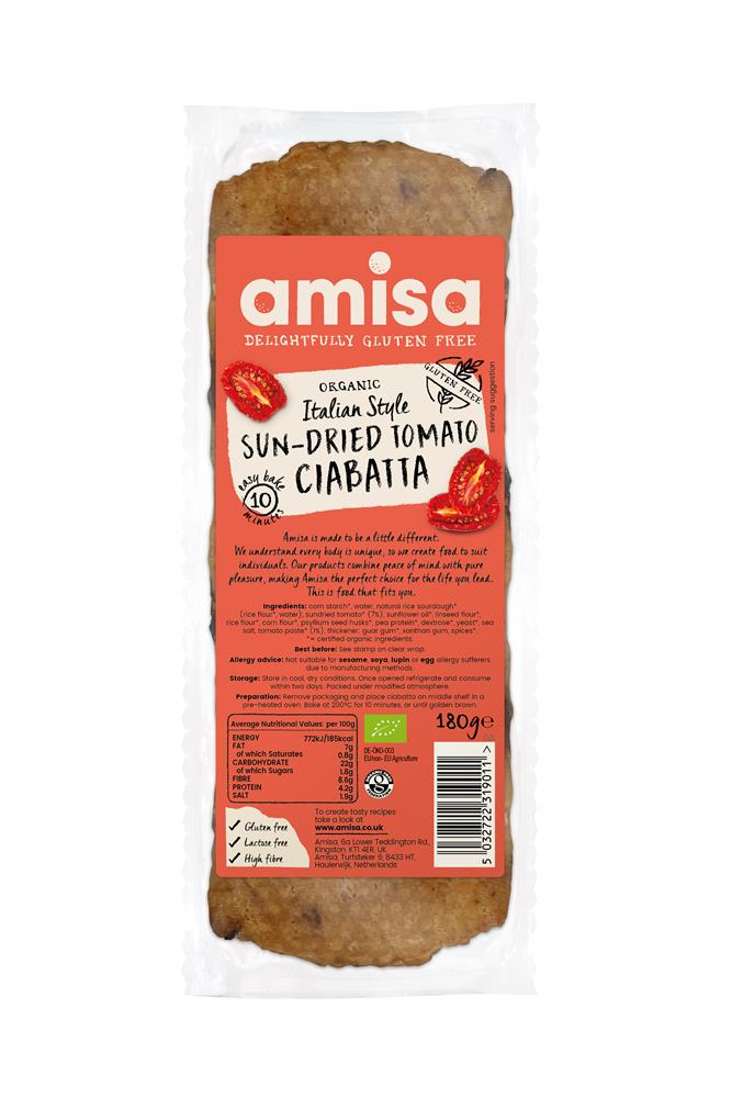 Organic Sun Tomato Ciabatta 180g - Greenlands Health Store