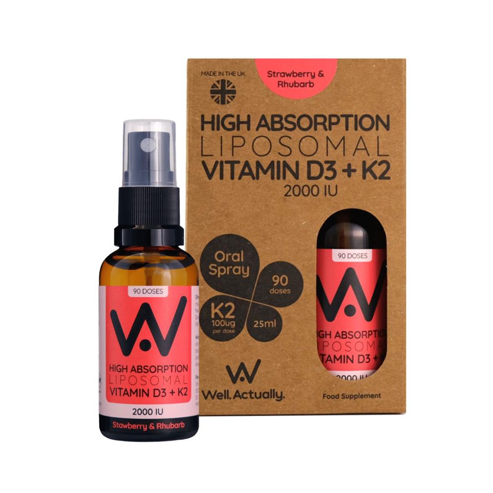 Vitamin D3 (2000IU's) + K2 (100mcg) - Liposomal Spray - Strawberry - Greenlands Health Store