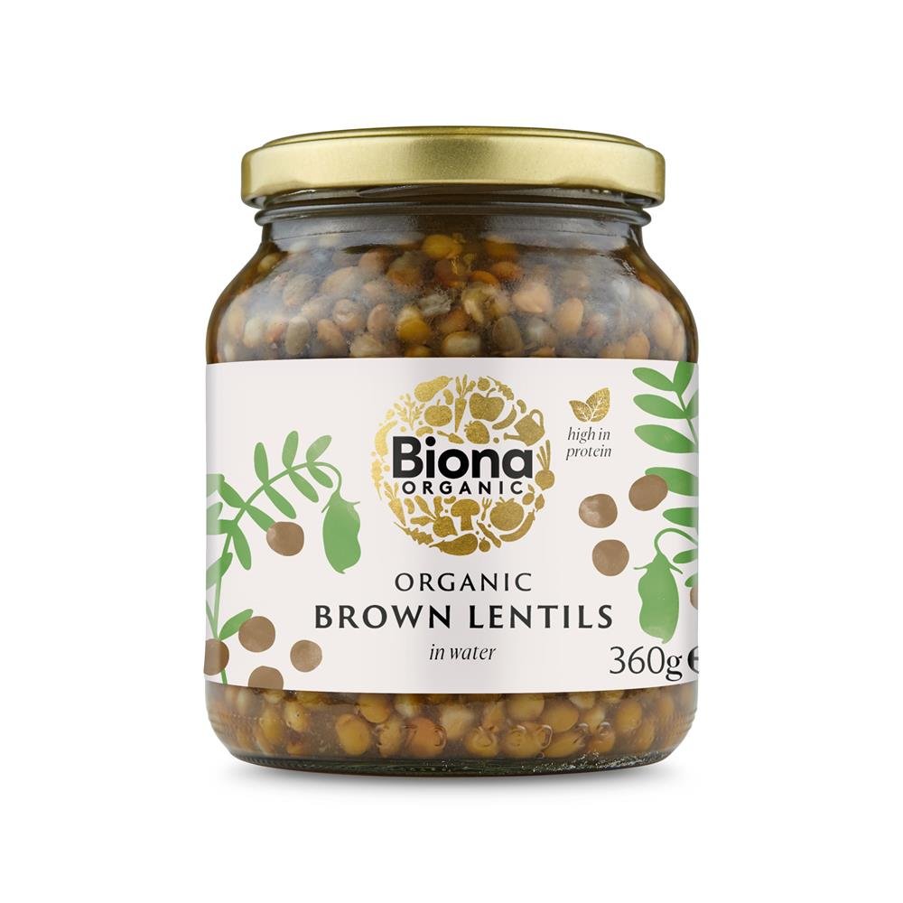 Organic Brown Lentils in Glass Jars 360g - Greenlands Health Store