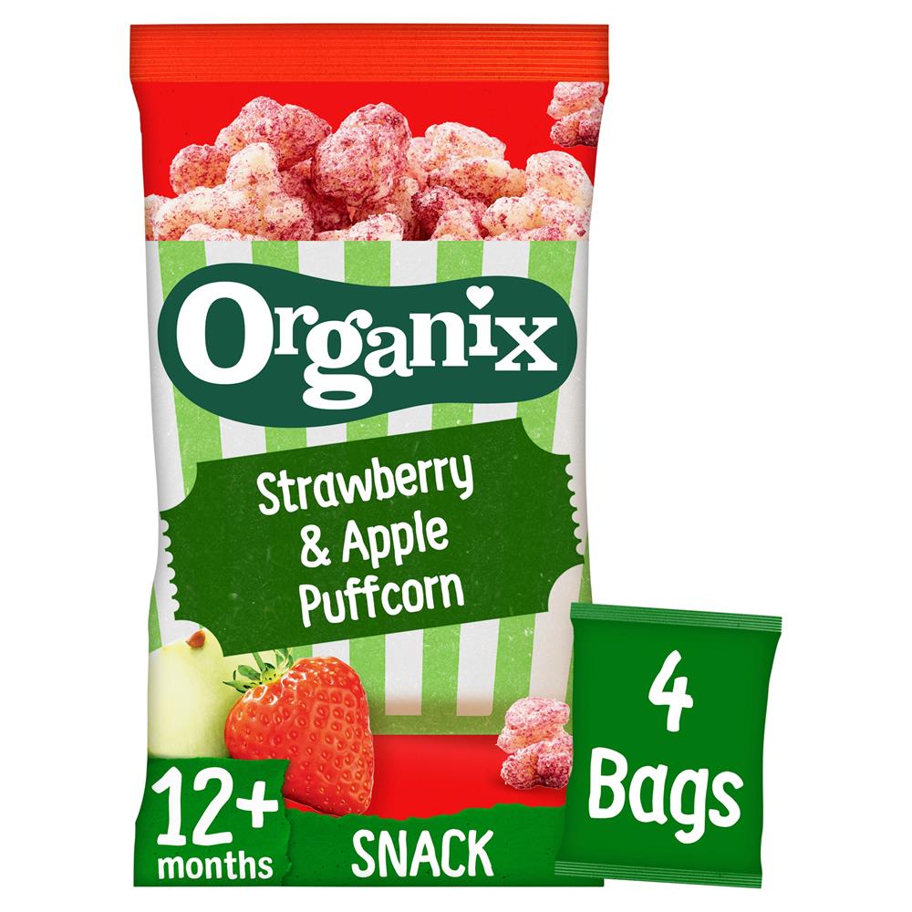 Organix Strawberry and Apple Puffcorn 4 x 10g - Greenlands Health Store