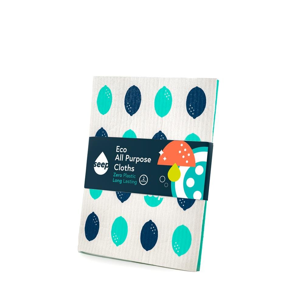 Seep Sponge Cloths Lemon Design - 2 Pack - Greenlands Health Store