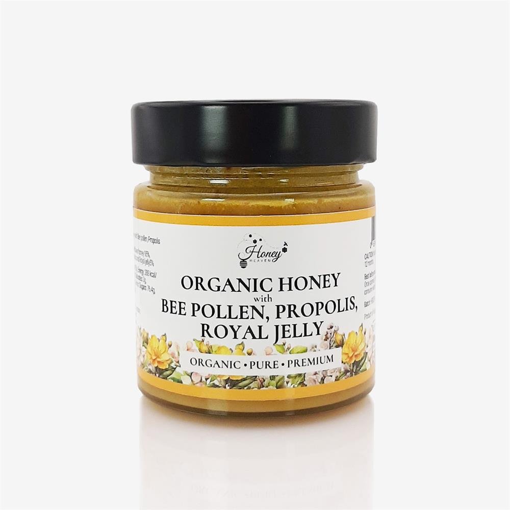 Organic Honey with Bee Pollen Propolis Royal Jelly 300g - Greenlands Health Store