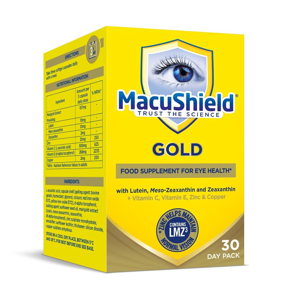 Macushield Gold 90 Capsules. 30 day pack. - Greenlands Health Store