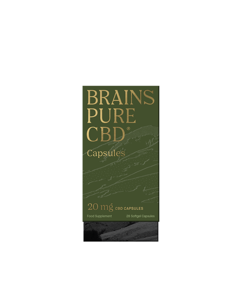 Brains Pure CBD Oil Capsules 20mg 28 - Greenlands Health Store