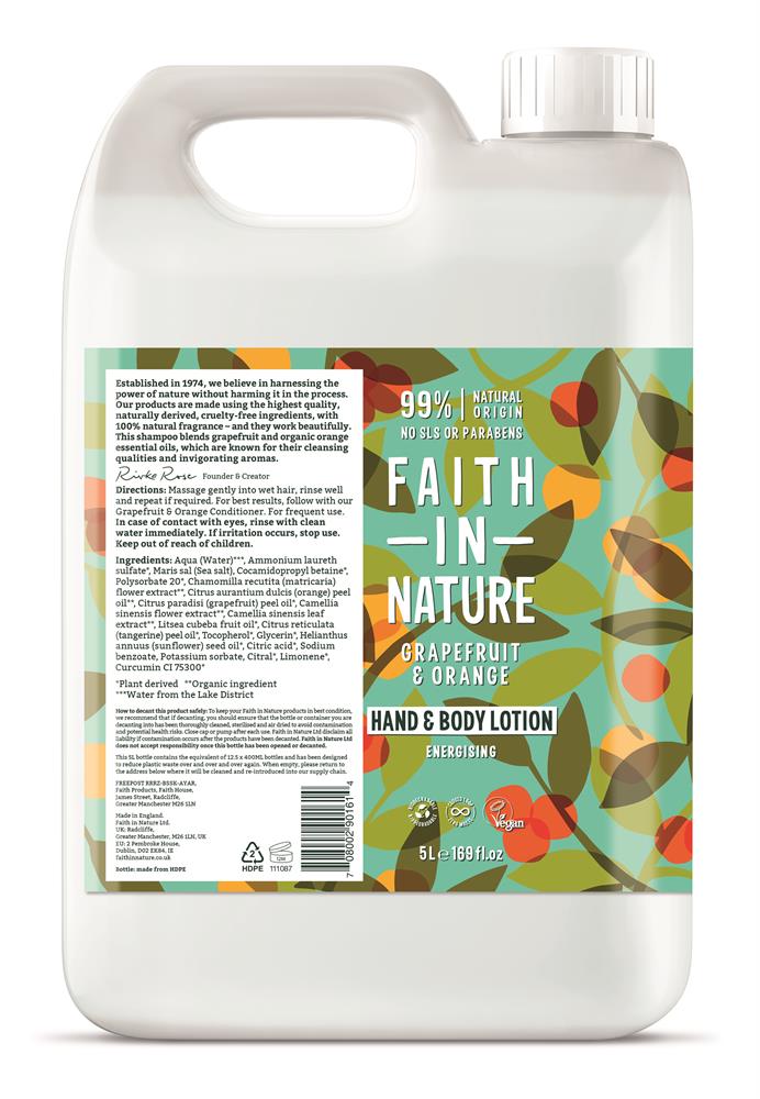 Faith in Nature Grapefruit & Orange Hand & Body Lotion 5L - Greenlands Health Store