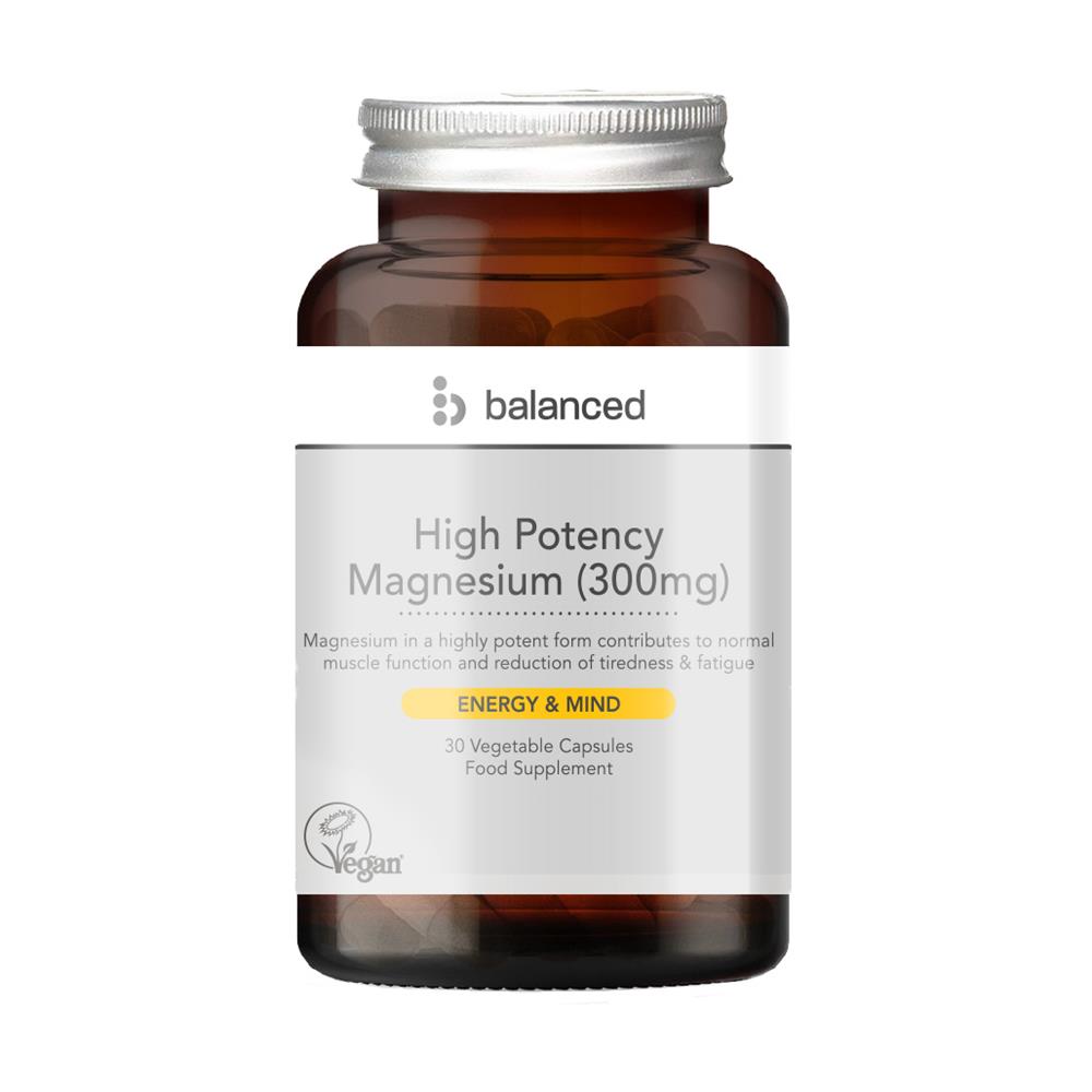 High Potency Magnesium (300mg) 30 Veggie Caps - Reusable Bottle - Greenlands Health Store