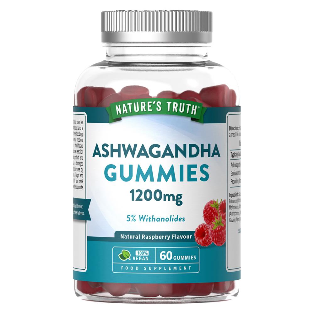 Ashwagandha 1200mg Raspberry 60 Gummies - Greenlands Health Store