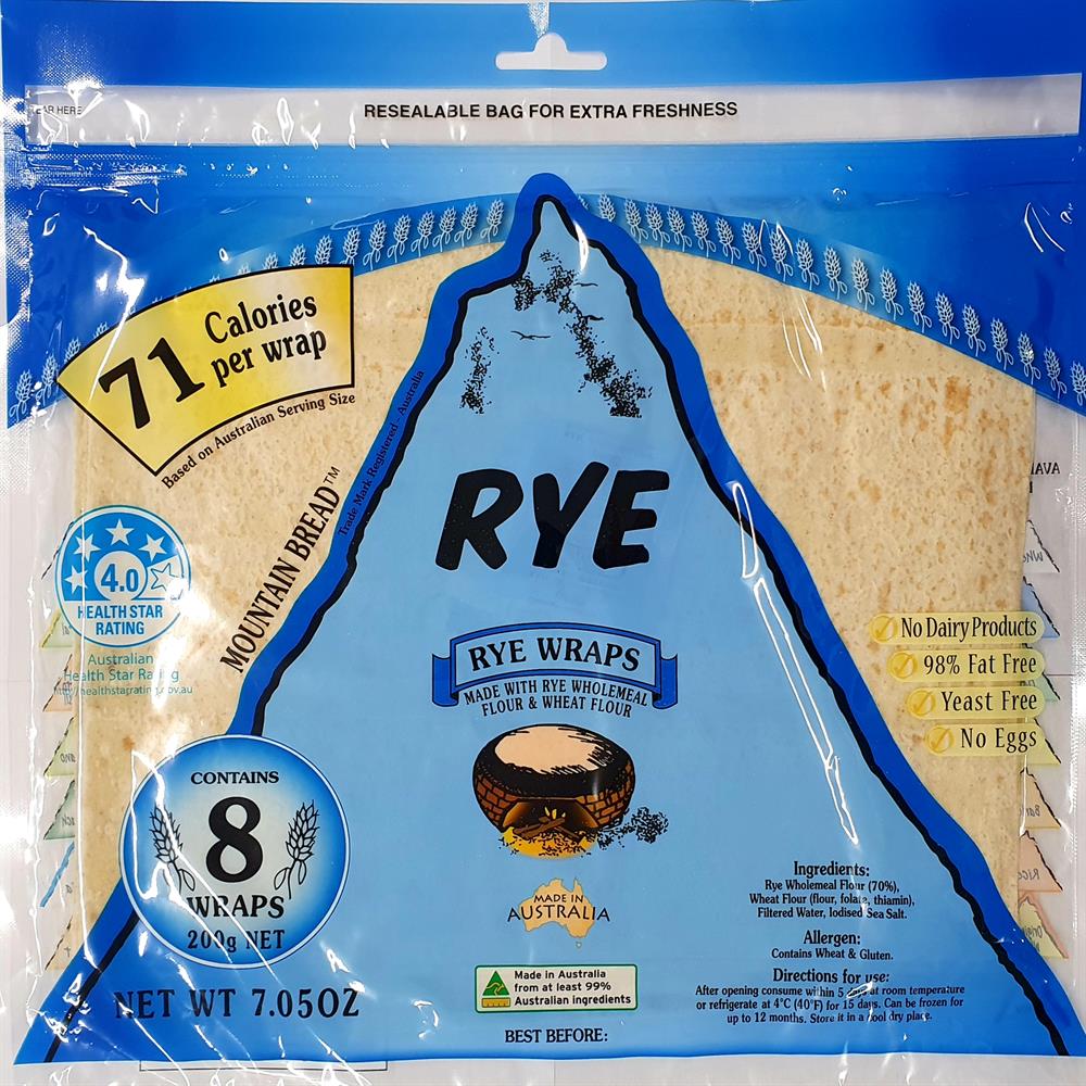 Mountain Bread Rye Wraps (70% Rye) 200g - Greenlands Health Store