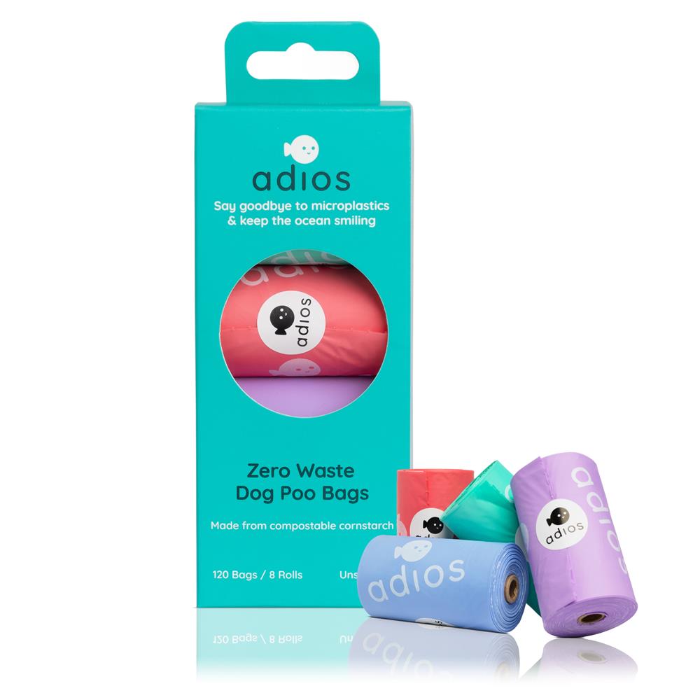 Adios Plastic Compstable Poo Bag Rainbow 120 Pack Non Handle - Greenlands Health Store