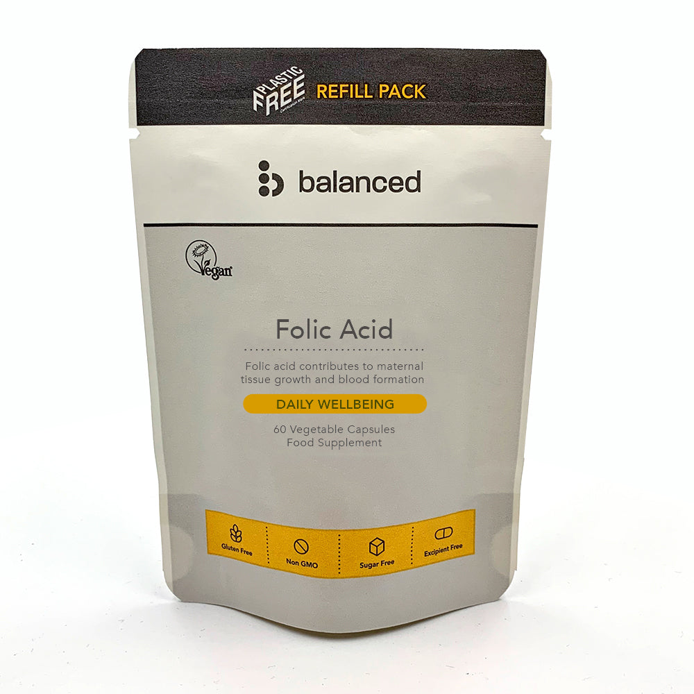 Folic Acid 60 Veggie Caps - Refill Pouch - Greenlands Health Store