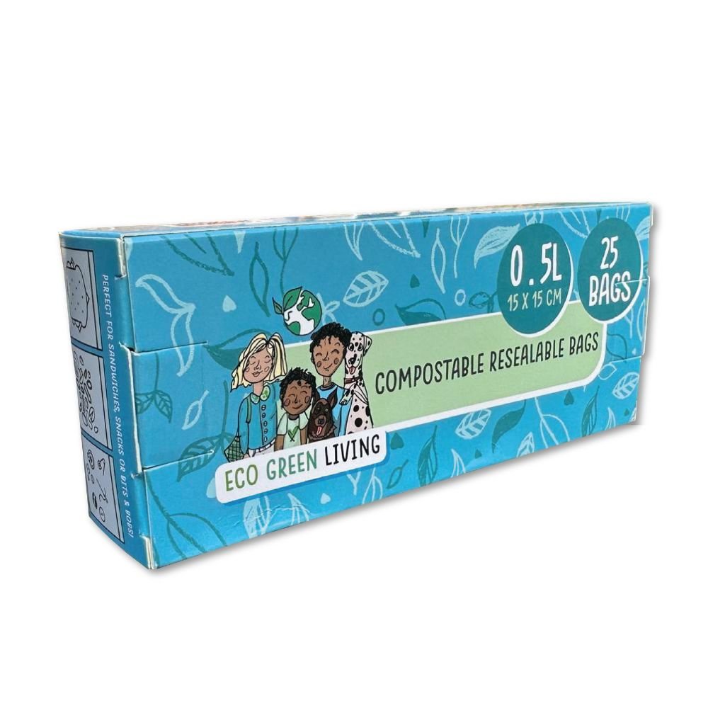 Compostable Resealable Bags Small 0.5 Litre - 25 bags - Greenlands Health Store