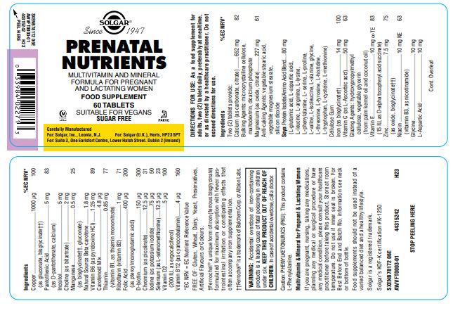 Solgar® Prenatal Nutrients Tablets - Greenlands Health Store
