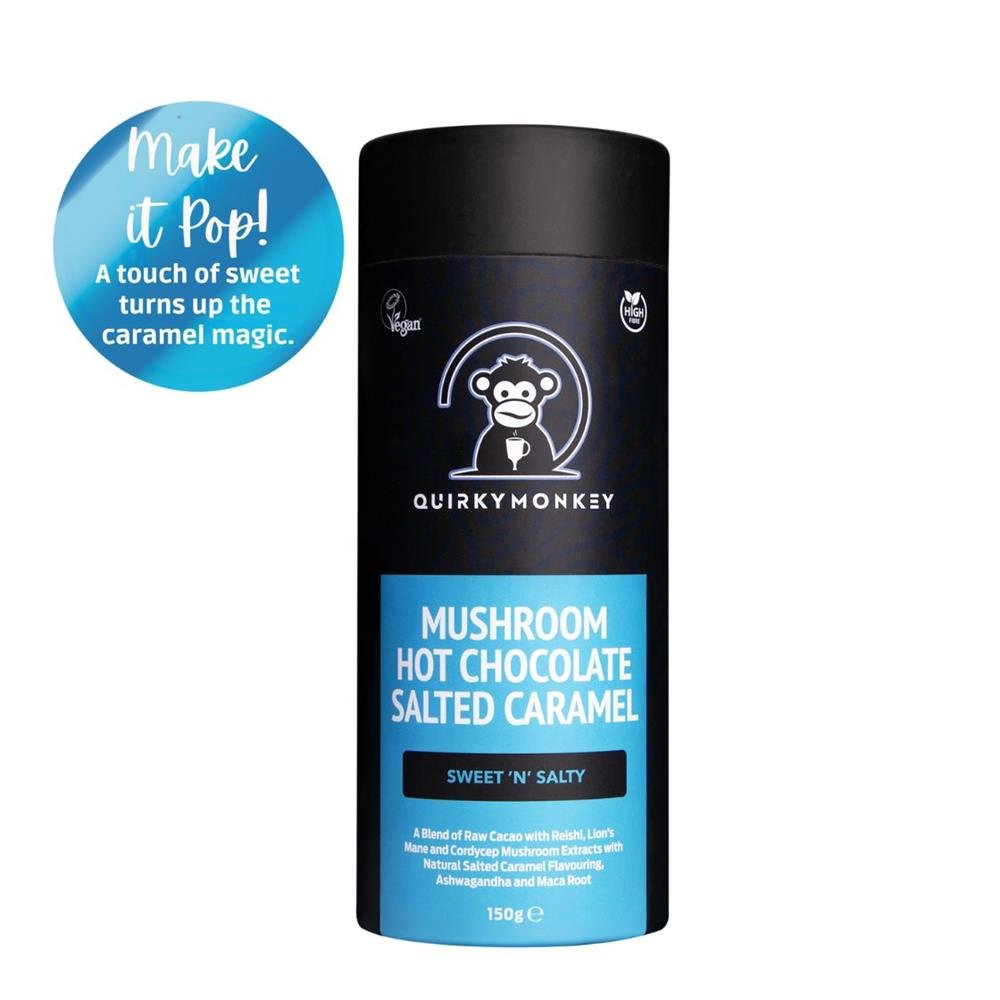 Quirky Monkey Salted Caramel Mushroom Hot Chocolate 150g - Greenlands Health Store