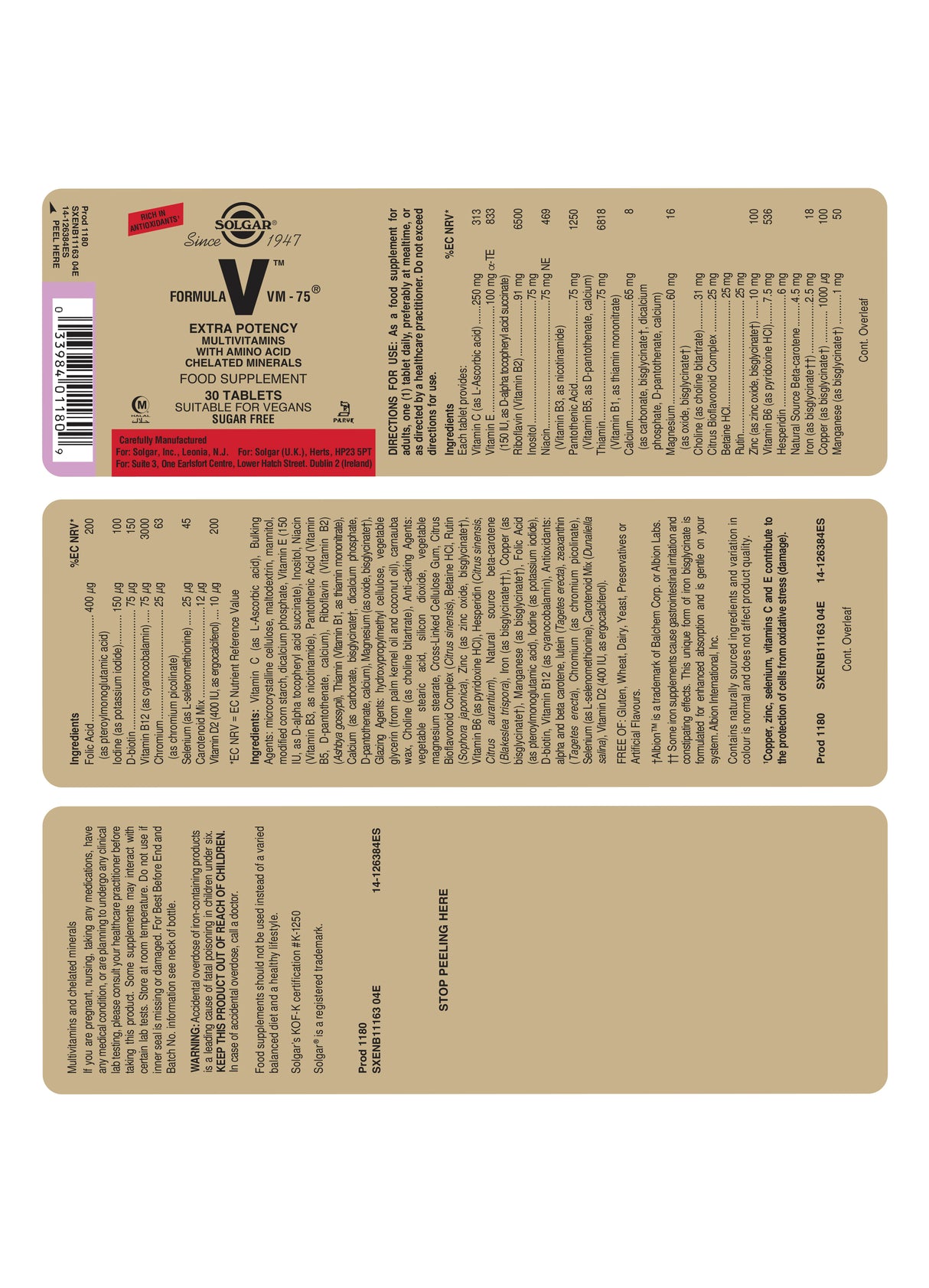 Solgar® Formula VM-75 Tablets - Greenlands Health Store