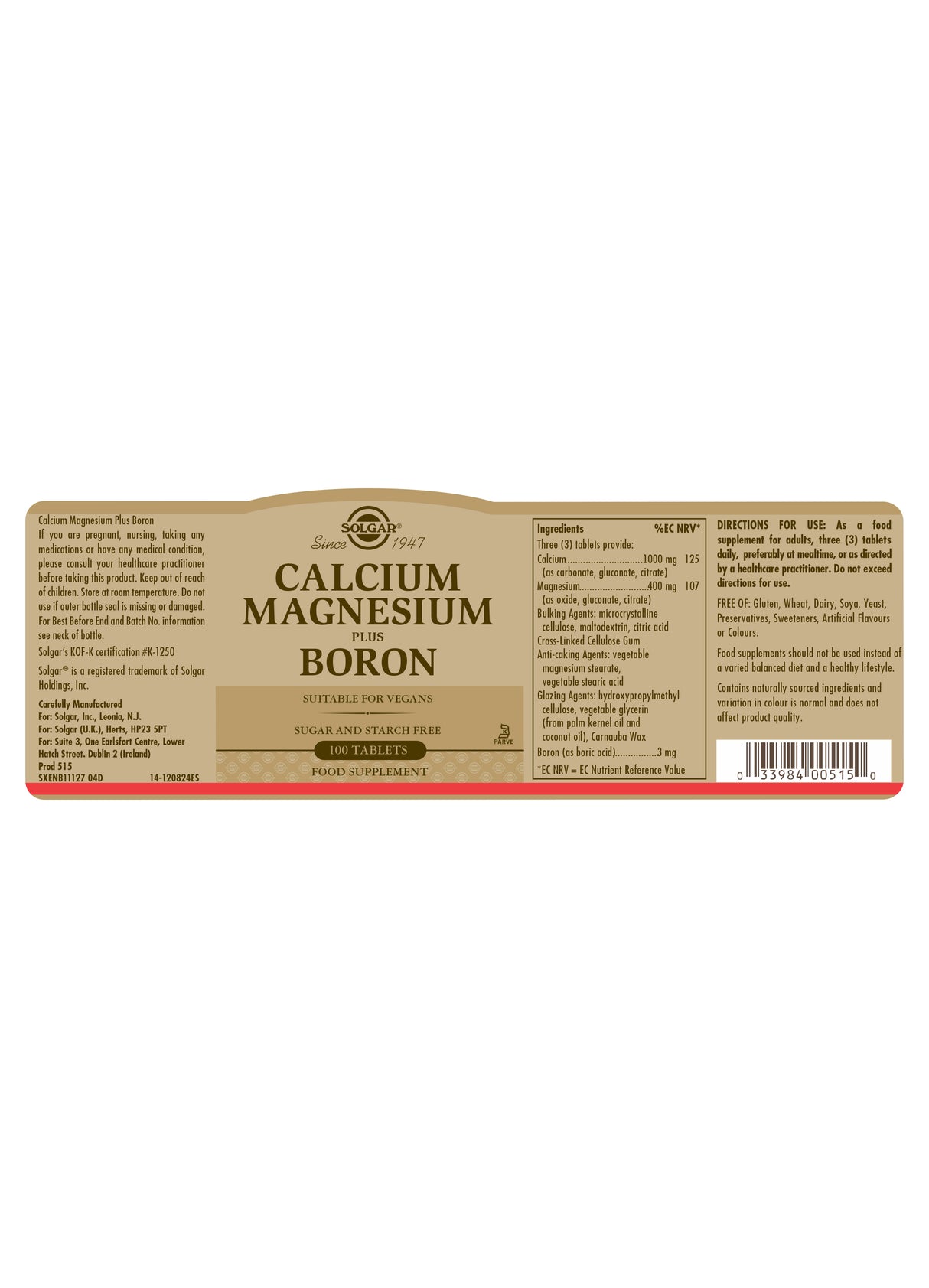 Solgar® Calcium Magnesium Plus Boron Tablets - Greenlands Health Store