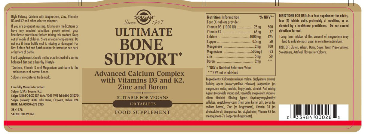 Solgar® Ultimate Bone Support Tablets - Pack of 120 - Greenlands Health Store