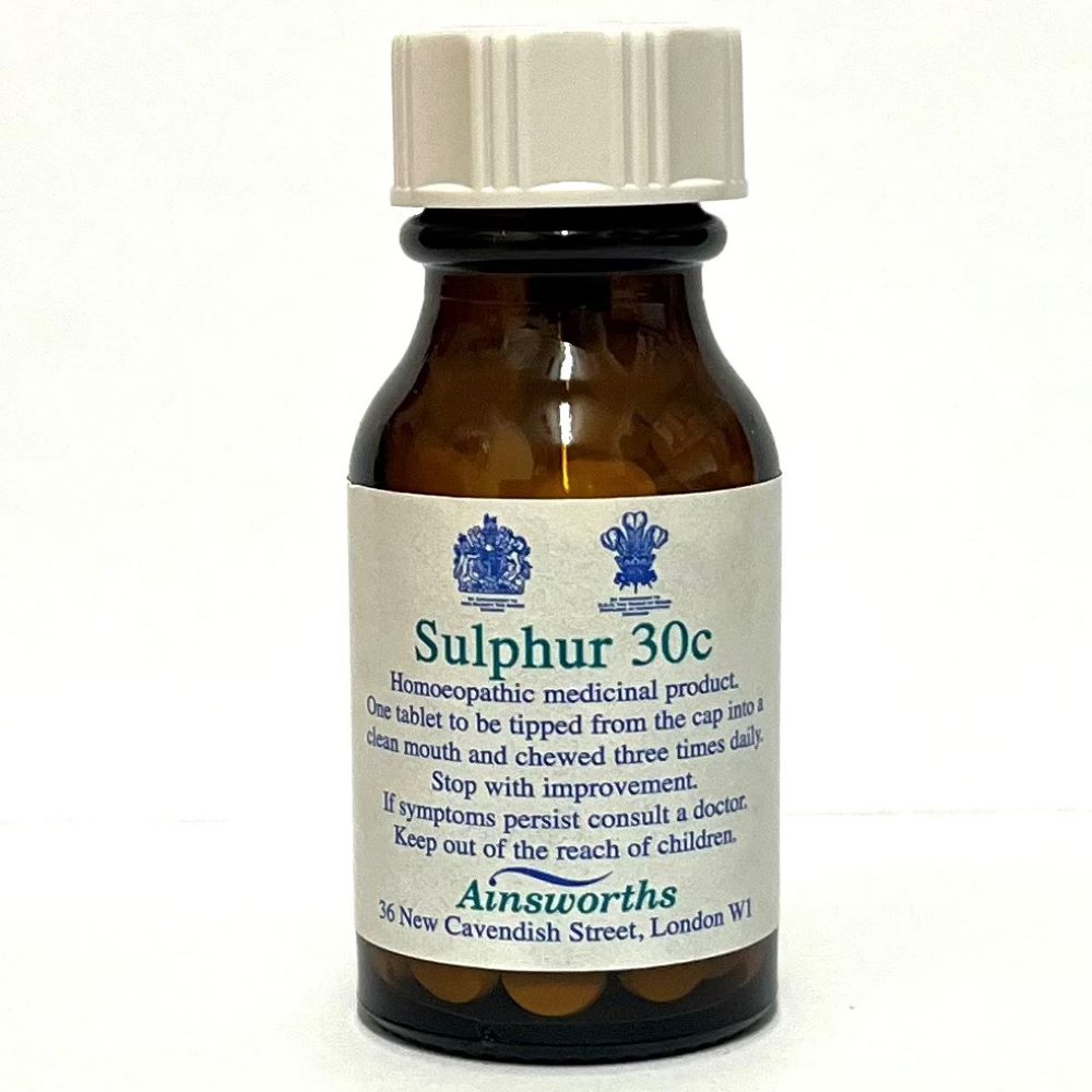 Sulphur 30C Single Counter Remedy 120 tabs - Greenlands Health Store