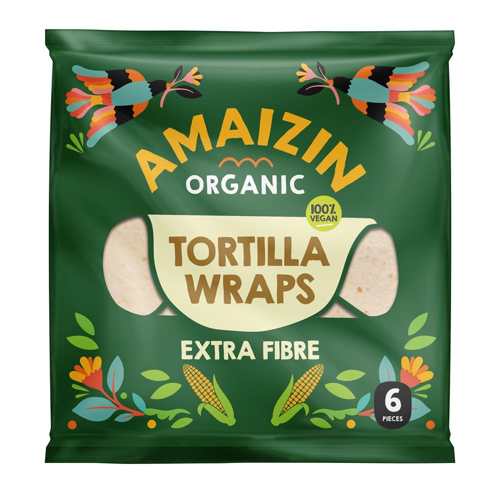 Amaizin Tortilla Wraps Extra Fibre Organic 240g Pack (6 pieces) - Greenlands Health Store