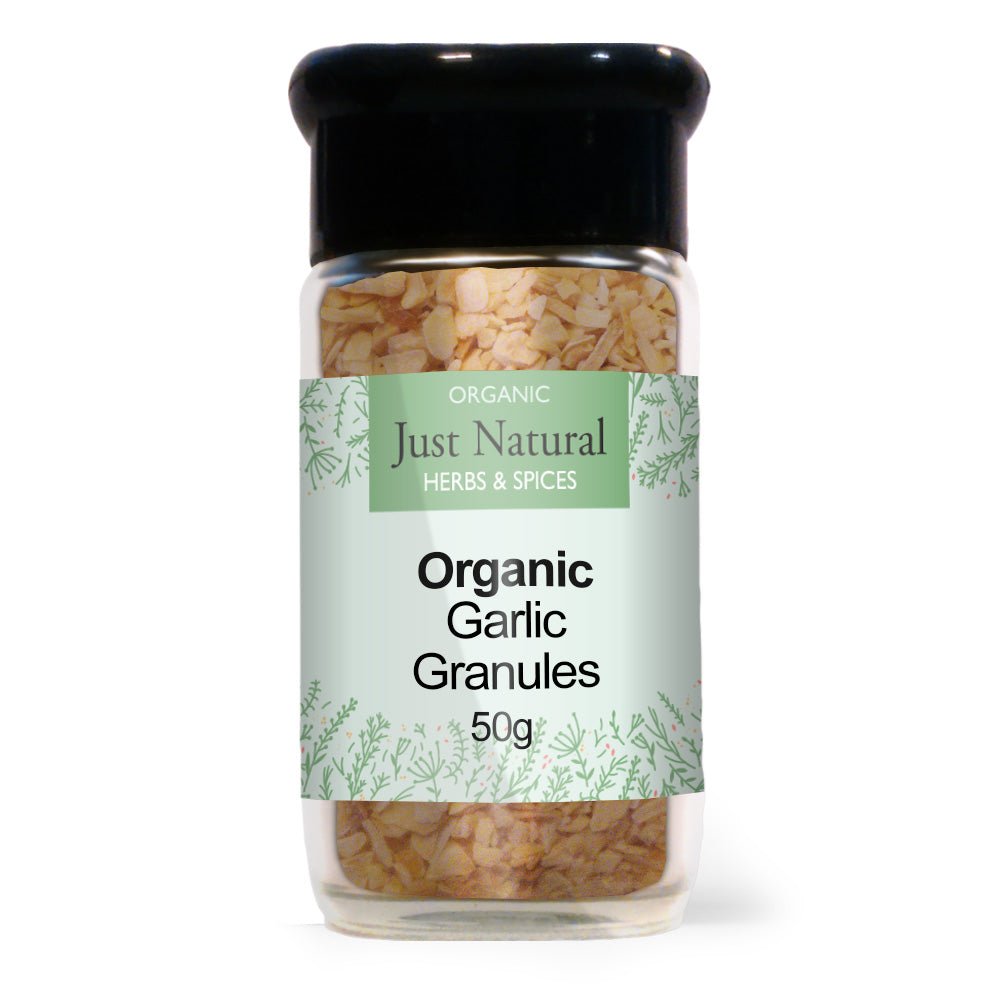 Organic Garlic Granules (Glass Jar) 50g - Greenlands Health Store