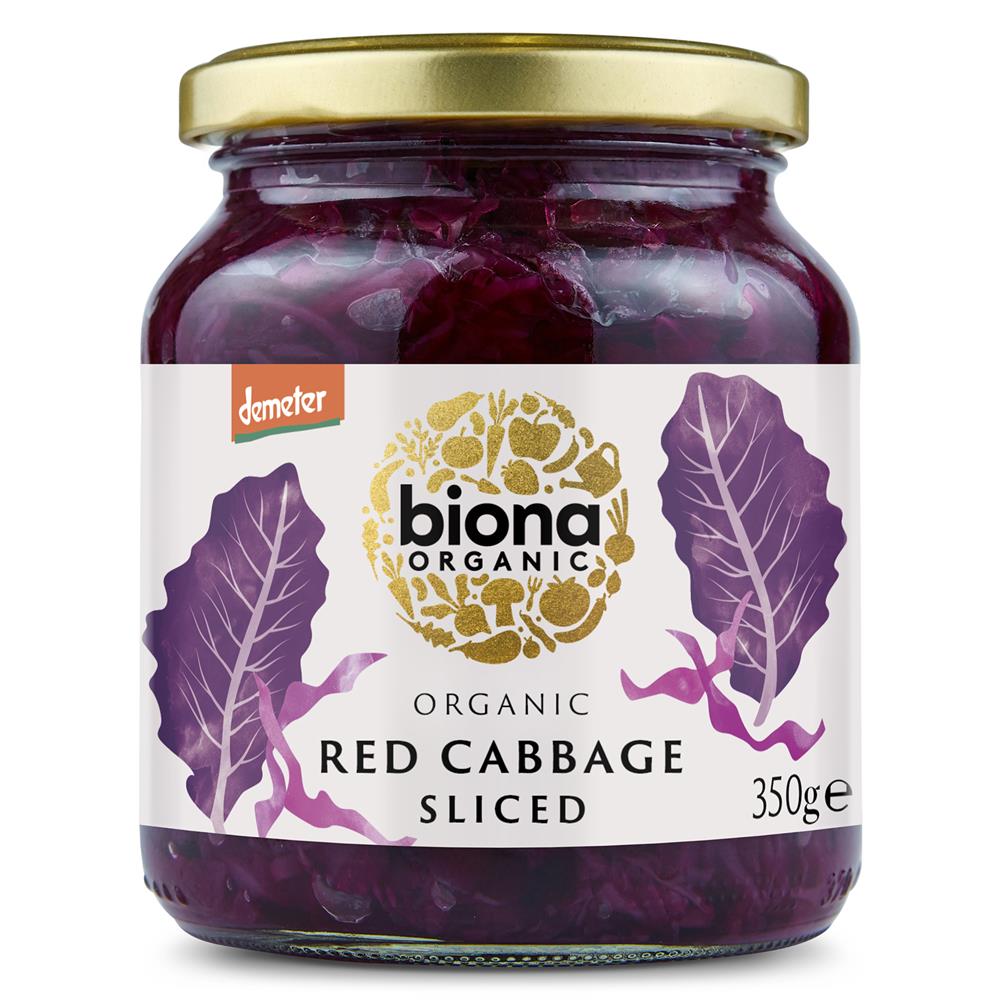 Biona Organic Red Cabbage Sliced Demeter 350g - Greenlands Health Store