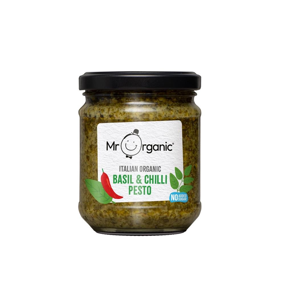 Mr Organic Basil & Chilli Pesto 190g - Greenlands Health Store