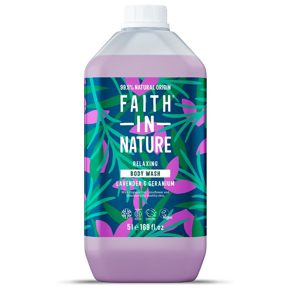 Faith in Nature Lavender & Geranium Body Wash 5 Litre - Greenlands Health Store