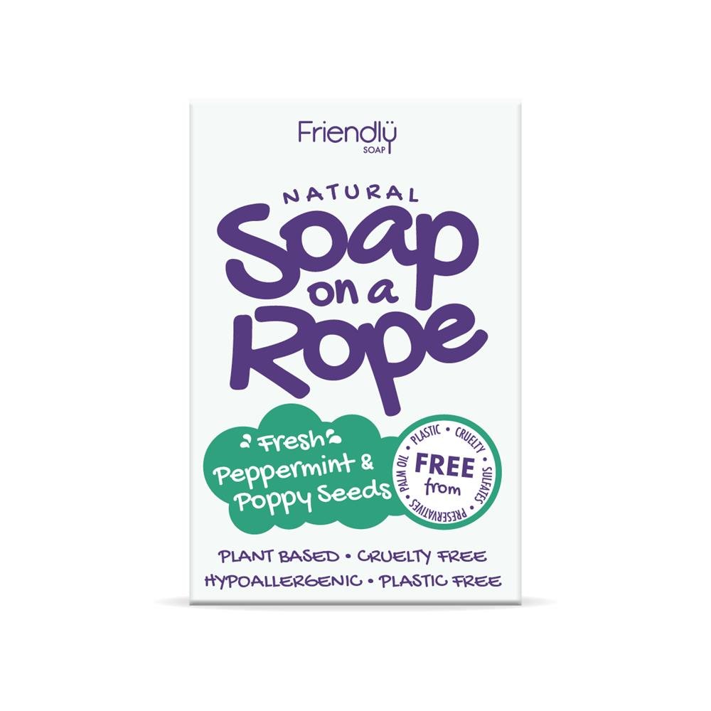 Peppermint & Poppyseeds - Natural Soap On A Rope 125g - Greenlands Health Store