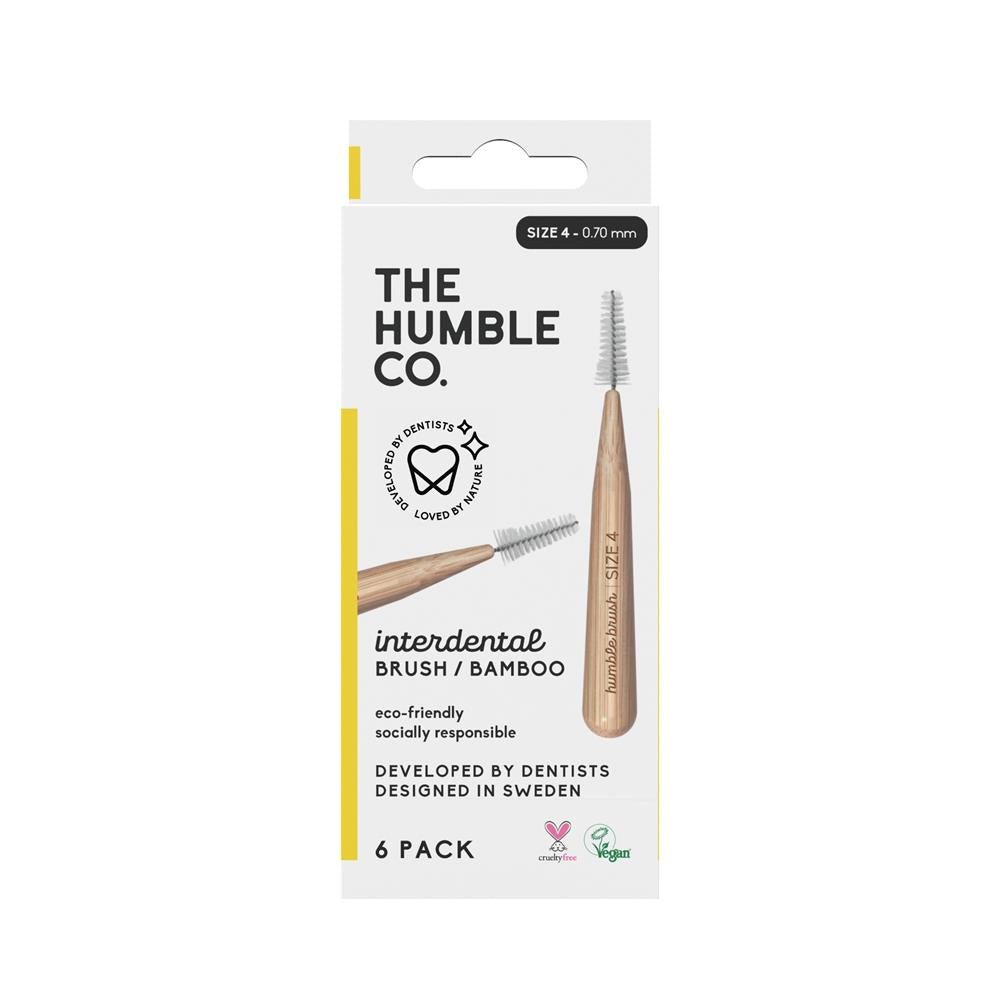 The Humble Co Inter Dental Brush size 4 - Yellow 6 Pack - Greenlands Health Store