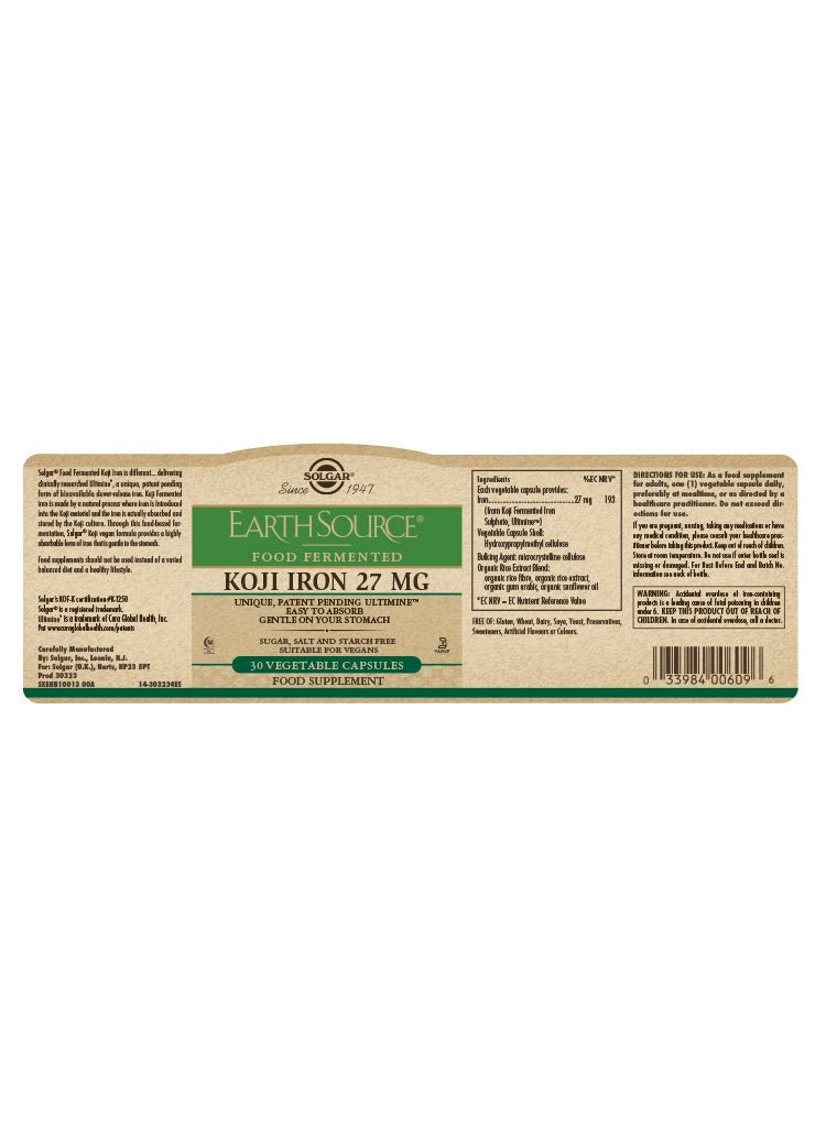 Earth Source Food Fermented Koji Iron 27 mg - Greenlands Health Store