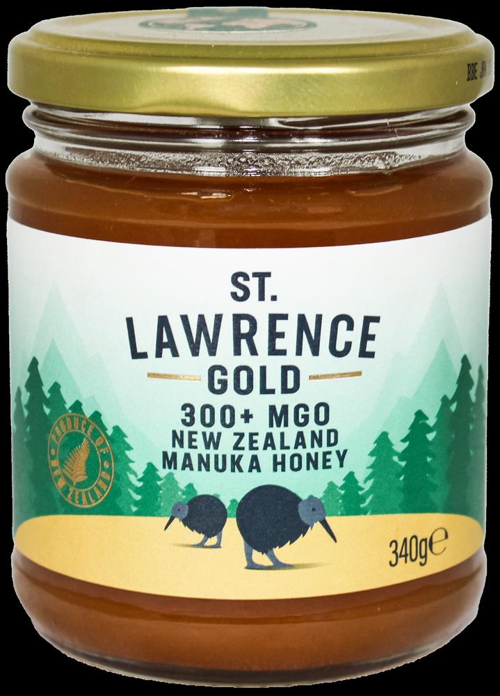 St Lawrence Gold New Zealand Manuka Honey 300+MGO 340g - Greenlands Health Store