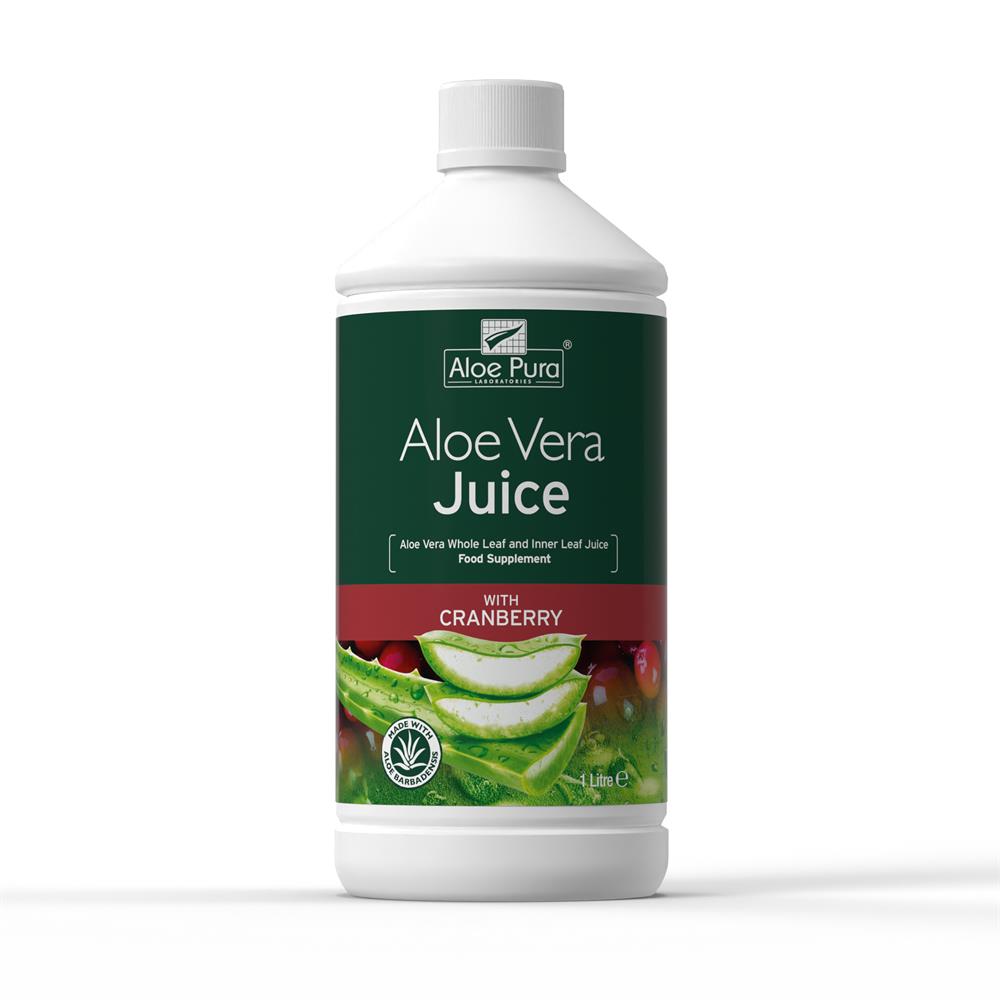 Aloe Vera Juice Max Strength Cranberry 1ltr - Greenlands Health Store