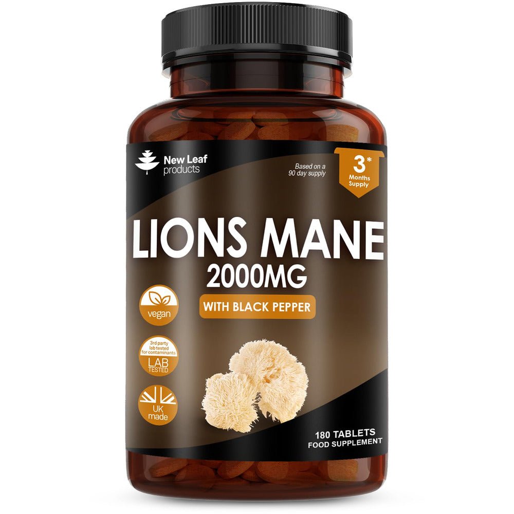Lions Mane Extract Mushroom 2000mg Recyclable Bottle 180 tablets - Greenlands Health Store