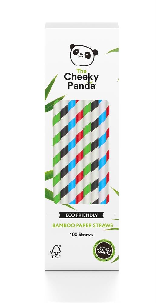 100% Biodegradable Bamboo Paper Straws 100 Straws Multicoloured - Greenlands Health Store